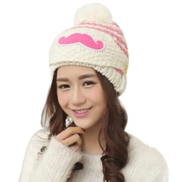 Designwomen Cute Beard Hat Knit Warm Cap Beanies With Mouth Mask 1