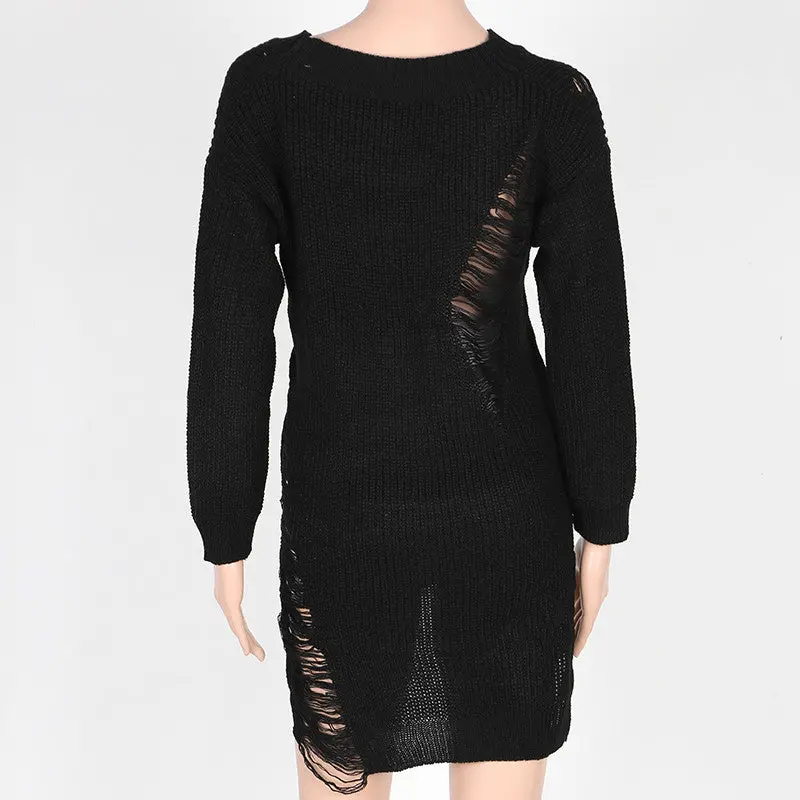 Destroyed Sweaters Knitted Tassel Women Sweaters And Pullovers Long Sleeve Asymmetrical Womens Sweaters 5