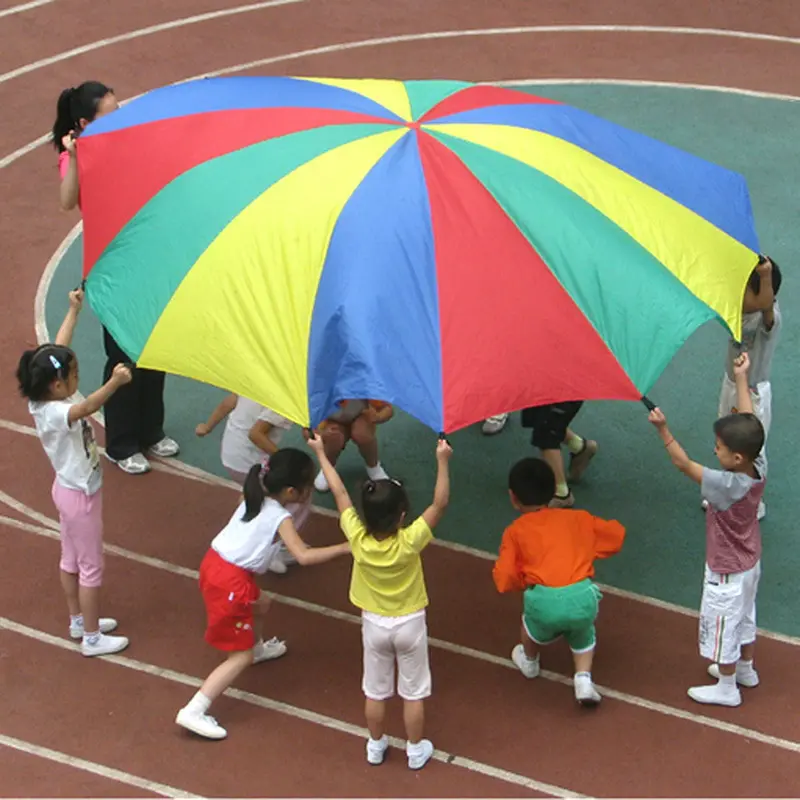 Diameter 2M Kid Outdoor Sports Toy Rainbow Umbrella Parachute Toys For Kids Cooperation Relations Developing Training 8 Bracelet 1