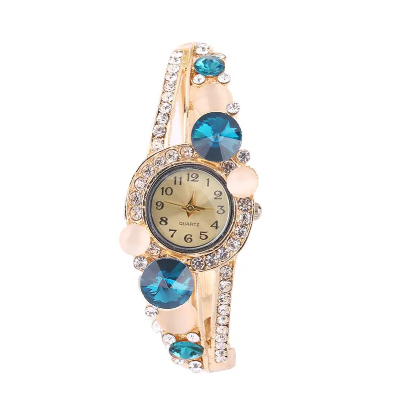 Diamond Platedbracelet Lady Quartz Wrist Watches 6 Color Optional Brownblueredmulticolorwhitepurple 2