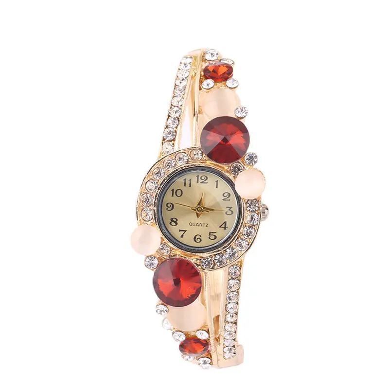 Diamond Platedbracelet Lady Quartz Wrist Watches 6 Color Optional Brownblueredmulticolorwhitepurple 3