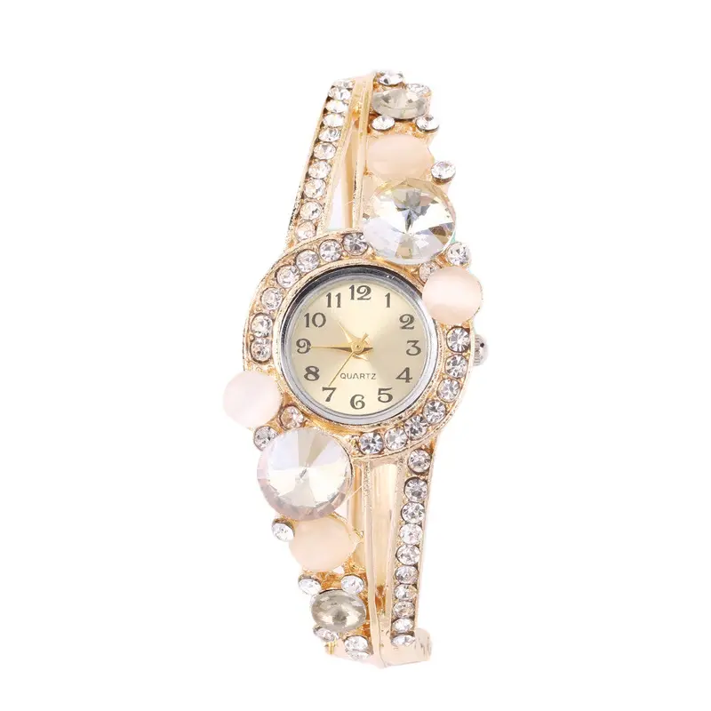 Diamond Platedbracelet Lady Quartz Wrist Watches 6 Color Optional Brownblueredmulticolorwhitepurple 5
