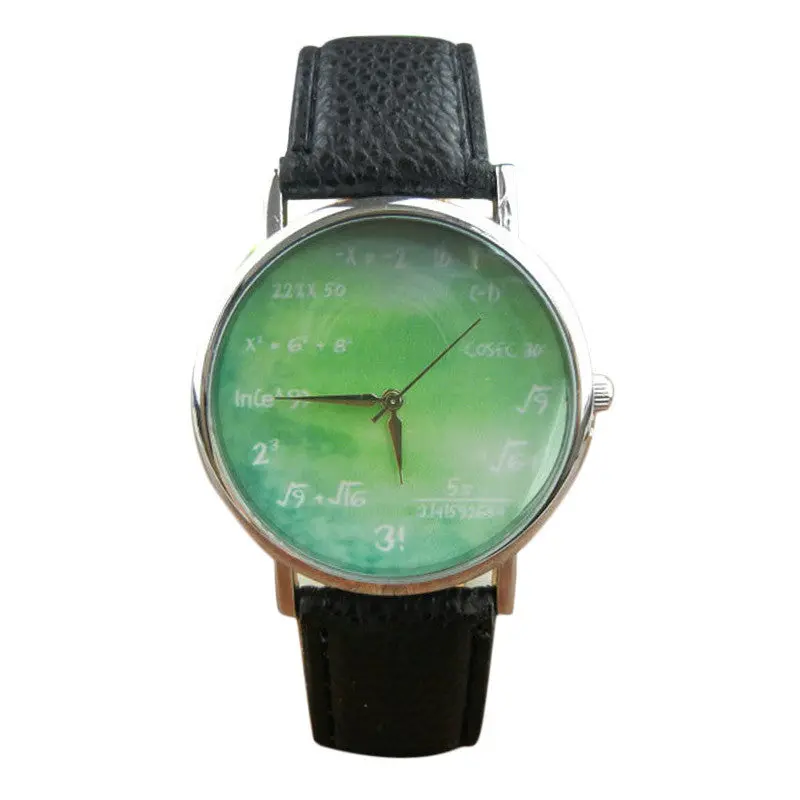 Digital Character Women Dress Watch Girls Boys Leather Band Hour Analog Quartz Vogue Reloj Mujer Relogio Casual Math Print Clock 1