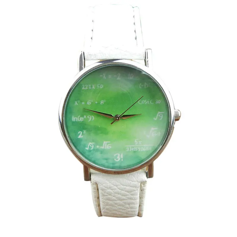 Digital Character Women Dress Watch Girls Boys Leather Band Hour Analog Quartz Vogue Reloj Mujer Relogio Casual Math Print Clock 2
