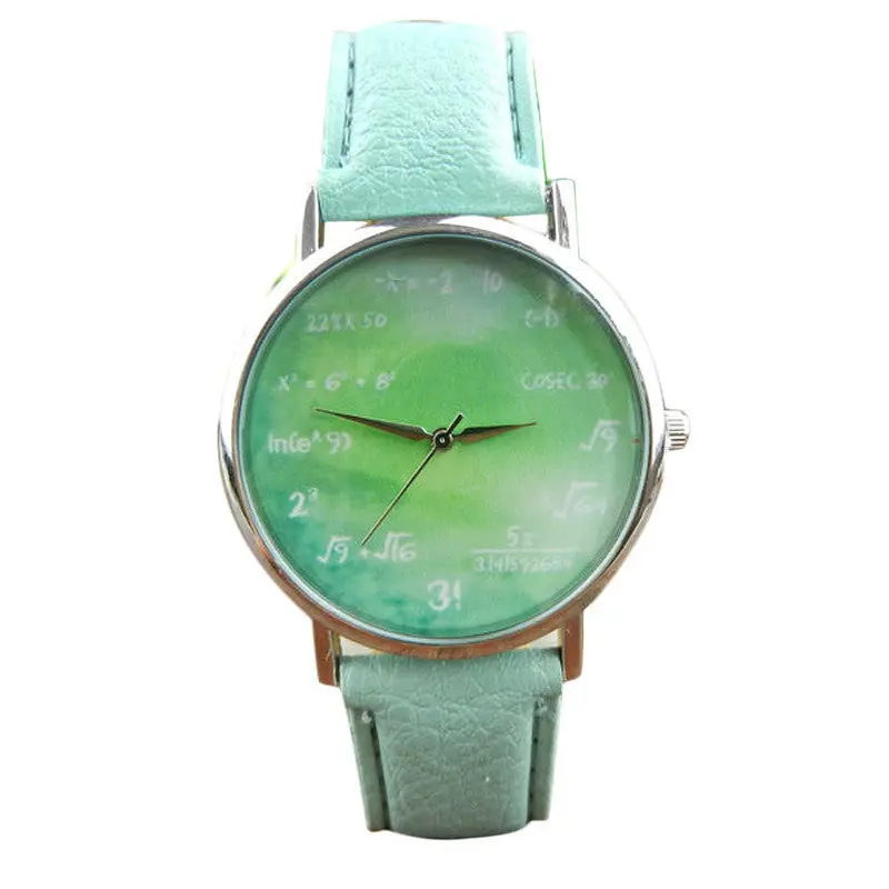 Digital Character Women Dress Watch Girls Boys Leather Band Hour Analog Quartz Vogue Reloj Mujer Relogio Casual Math Print Clock 3