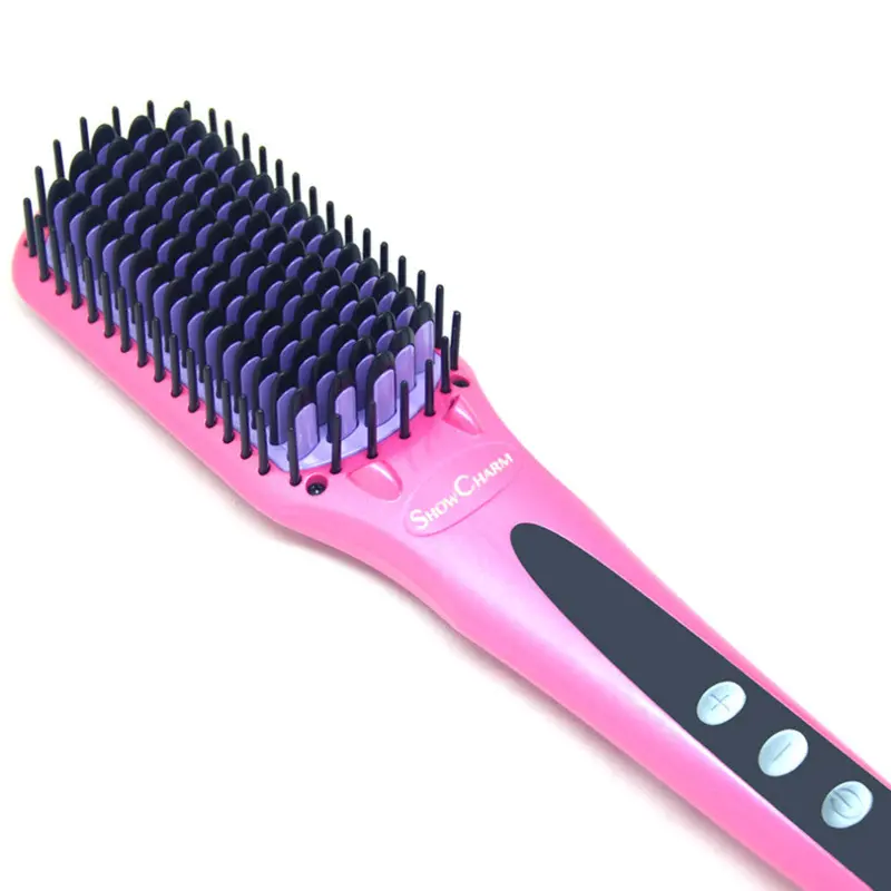 Digital Electric Ion Hair Straightener Brush Comb With Lcd Display Detangling Straightening Irons Hair Brush Euusuk Plug 2