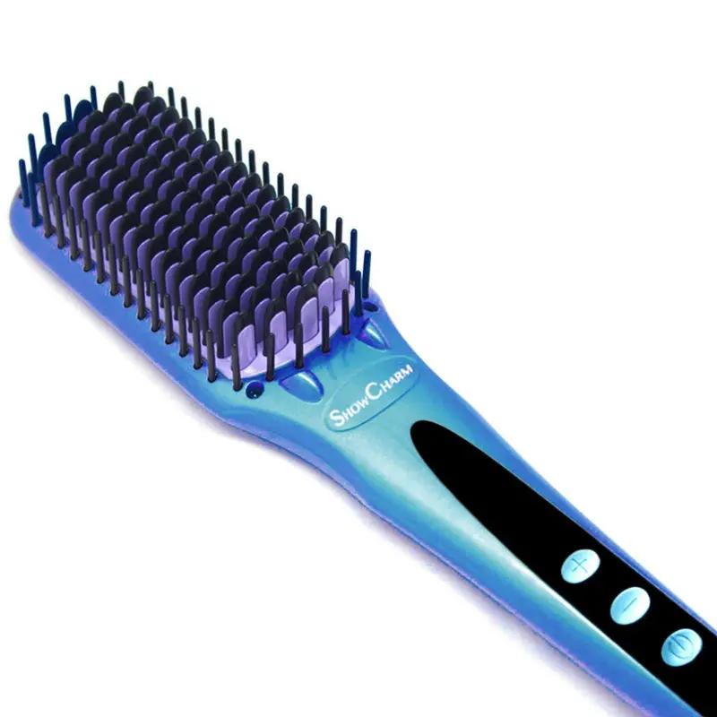 Digital Electric Ion Hair Straightener Brush Comb With Lcd Display Detangling Straightening Irons Hair Brush Euusuk Plug 3