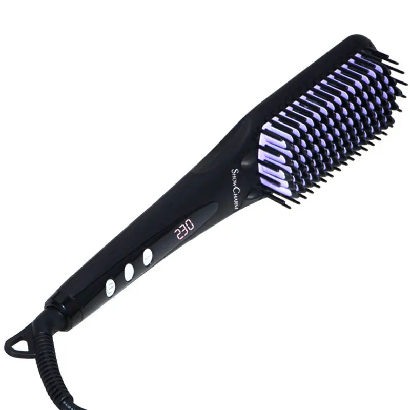 Digital Electric Ion Hair Straightener Brush Comb With Lcd Display Detangling Straightening Irons Hair Brush Euusuk Plug 4