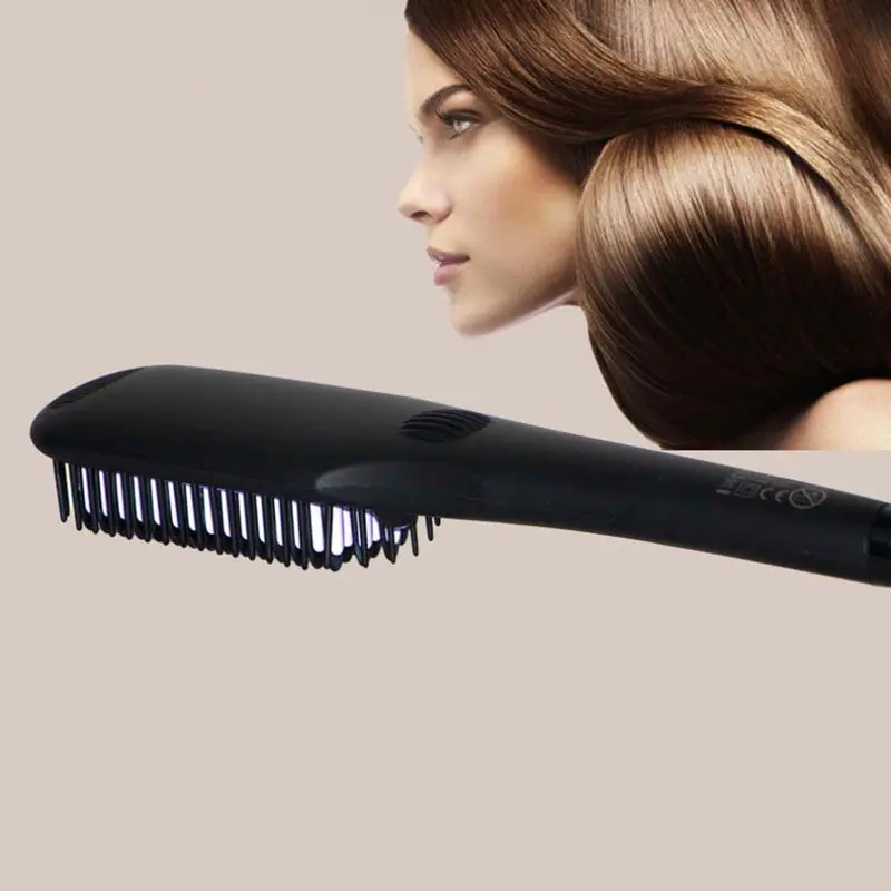 Digital Electric Ion Hair Straightener Brush Comb With Lcd Display Detangling Straightening Irons Hair Brush Euusuk Plug 6
