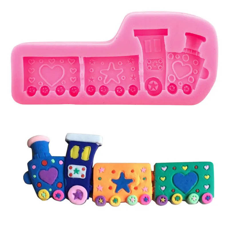 Diy Cute Bake Cake Mould Sugar Cartoon Small Train Silicon Mold Tool 84811 1