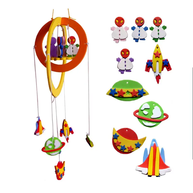 Diy Eva Craft Hmade Windchime + Cardboard Craft Toy Kits Windbell Hangings Eva Stickers Educational Toys 1