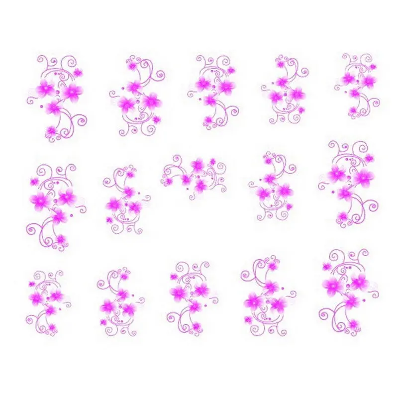 Diy Pink Flower Water Transfer Slide Decal Sticker Nail Art Tips To Decoration 2
