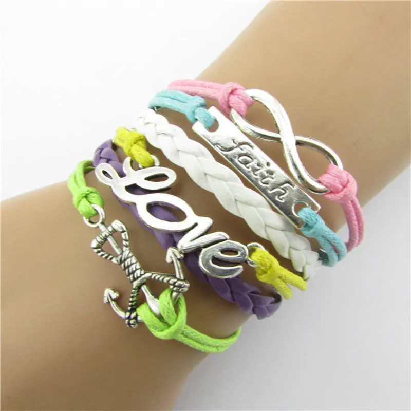 Diy Women Infinity Love Charm Bracelet Leather Bangle Jewelry Chain Woven Leather Bracelet Best Gift Gb5068 Just For You 1