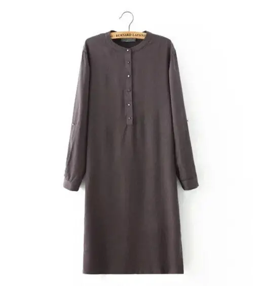 Dobby Side Slit Shirt Dress Women Stand Collar Roll Up Long Sleeve Split Midi Dresses Jacquard 1