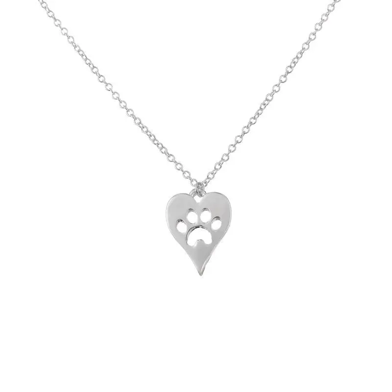 Dog Paw Print Heart Necklace Animal Pet Puppy Palm Pug Pendants Necklaces Party Gifts N214 2
