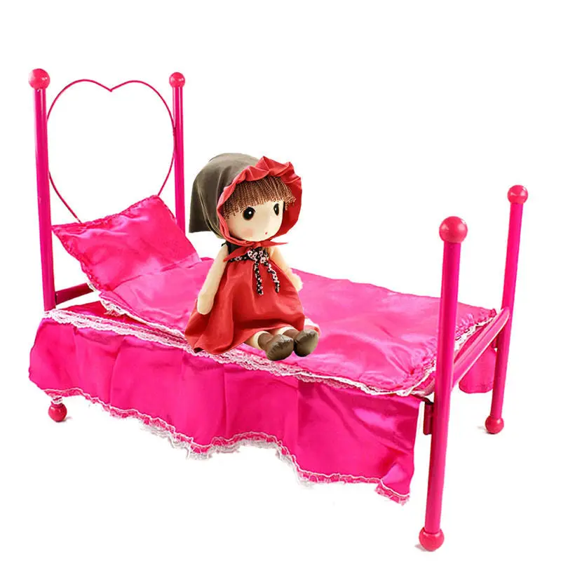Dollhouse Miniature Furniture Rose Princess Bedroom Bed Educational Toy 1