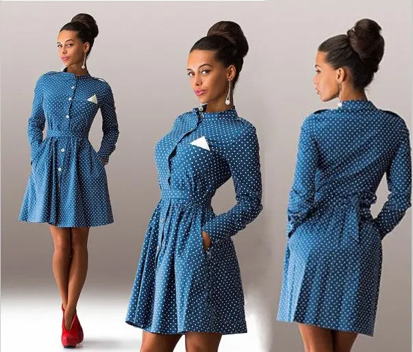 Dot Decoration Sleeved Thin Models Slim Sexy Mini Dress Casual Style Dress Three Colors Dress Vestidos Q0009 5