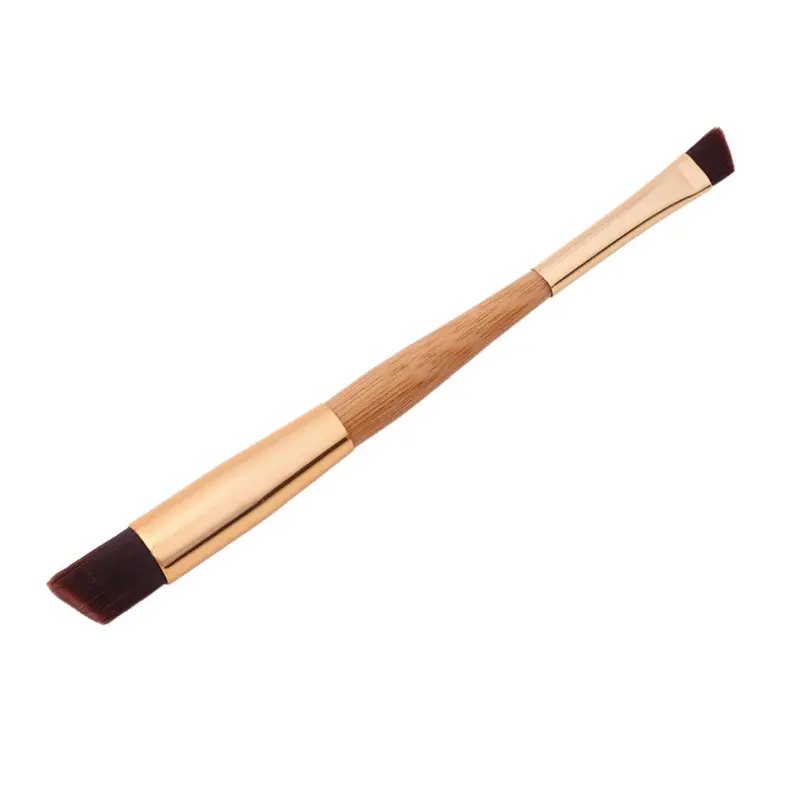 Double Ended Eyeshadow Brow Powder Eye Liner Makeup Cosmetic Brush Tool Bamboo Handle Golden Color 1