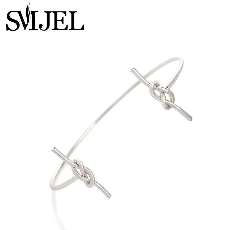 Double Knot Knotted Tie Thin Wire Warp Cuff Bracelet Birthday Gifts 30Pcs-G036 1