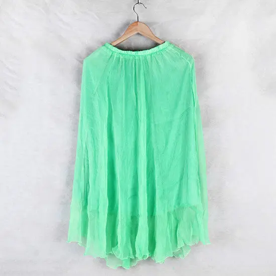 Double Layer Chiffon Pleated Retro Elastic Waist Skirt 2