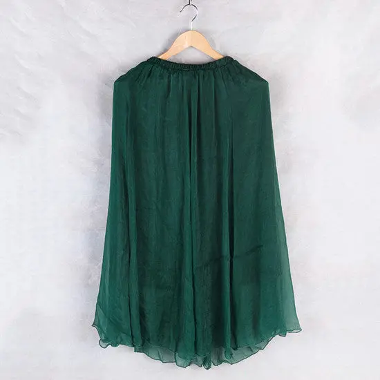 Double Layer Chiffon Pleated Retro Elastic Waist Skirt 3