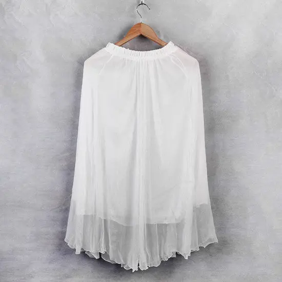 Double Layer Chiffon Pleated Retro Elastic Waist Skirt 5