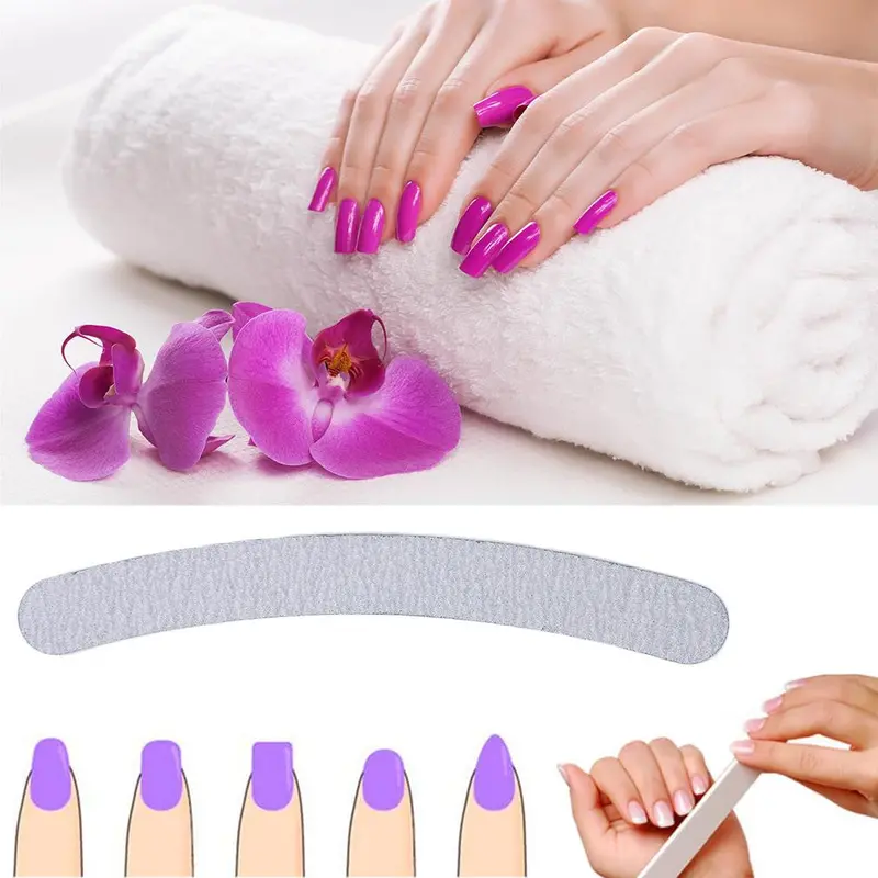 Double-Sided Curved Nail Files Double Sided Grit Bananaboomerang Emery Board Icure Nail Art 1
