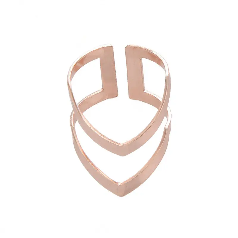 Double V Ring ,Double Lines V Chevron Ring Gift R248 3