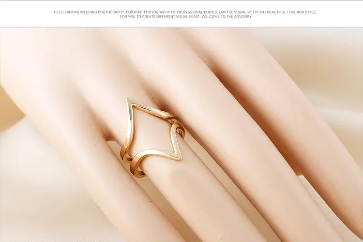 Double V Ring Simple Design Punk Couple Rings 1