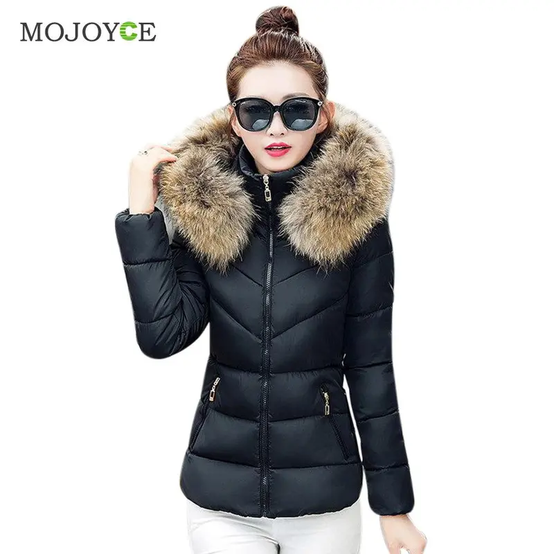 Down Cotton Parka Short Coat Faux Fur Collar Hooded Quilted Women Jacket Slim Short Down Jacket Plus Size Down Coat 1