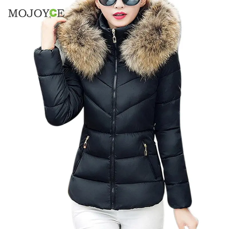 Down Cotton Parka Short Coat Faux Fur Collar Hooded Quilted Women Jacket Slim Short Down Jacket Plus Size Down Coat 3