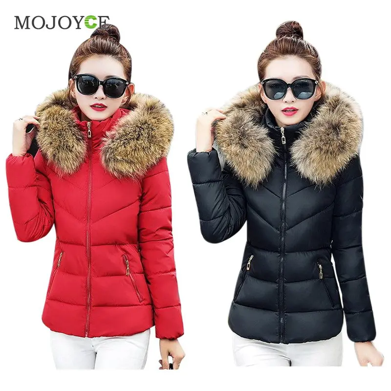 Down Cotton Parka Short Coat Faux Fur Collar Hooded Quilted Women Jacket Slim Short Down Jacket Plus Size Down Coat 4
