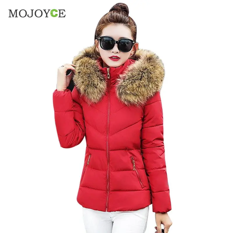 Down Cotton Parka Short Coat Faux Fur Collar Hooded Quilted Women Jacket Slim Short Down Jacket Plus Size Down Coat 5