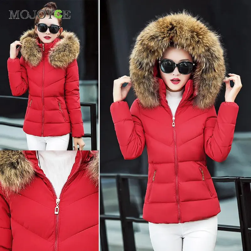 Down Cotton Parka Short Coat Faux Fur Collar Hooded Quilted Women Jacket Slim Short Down Jacket Plus Size Down Coat 5