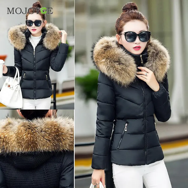 Down Cotton Parka Short Coat Faux Fur Collar Hooded Quilted Women Jacket Slim Short Down Jacket Plus Size Down Coat 6