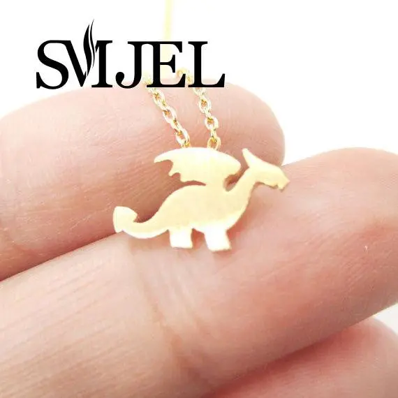 Dragon With Wings Necklace Dainty Dinosaur Charm Necklace Handmade Animal Jewelry Gifts N134 1