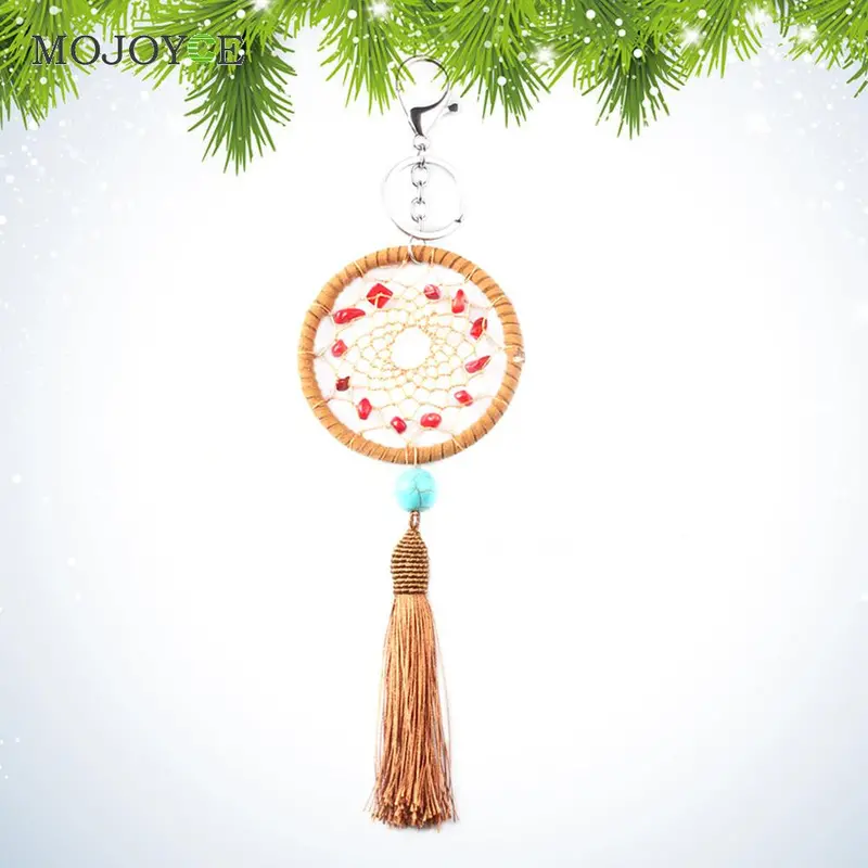 Dream Catcher Feather Pendant Key Chain Handmade Feathertassels Hanging Decor Keyring Dreamcatcher Home Decoration Gift 2