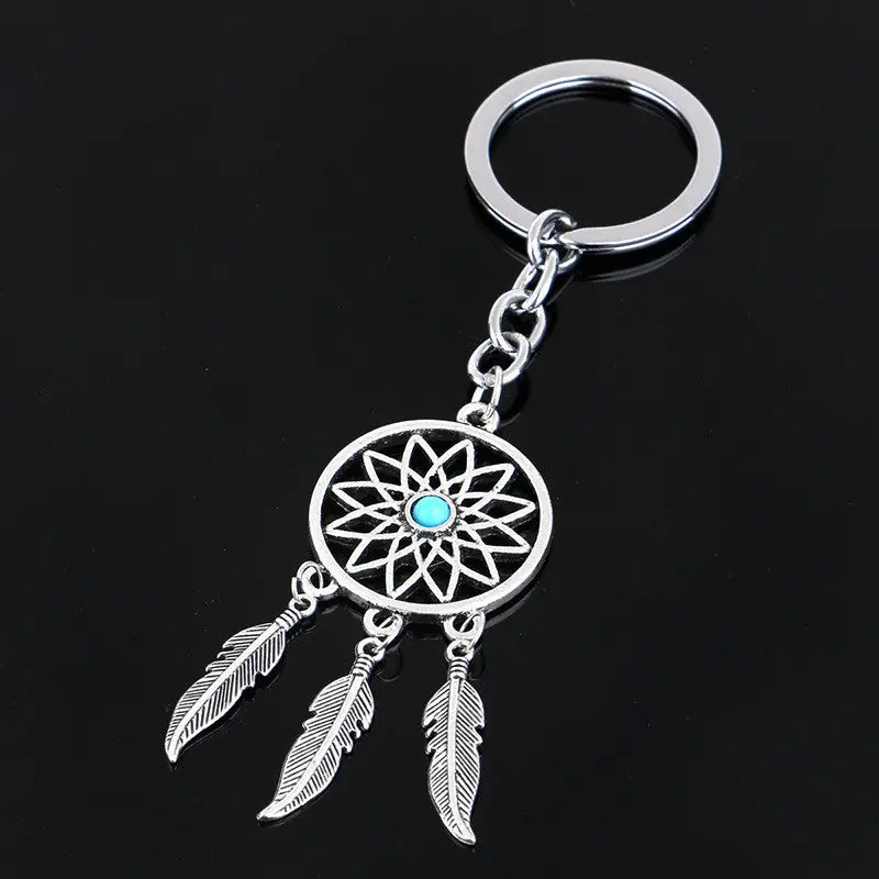 Dreamcatcher Turquoise Feather Tassel Keychain Bag Handbag Key Ring Car Key Pendant Feida 1