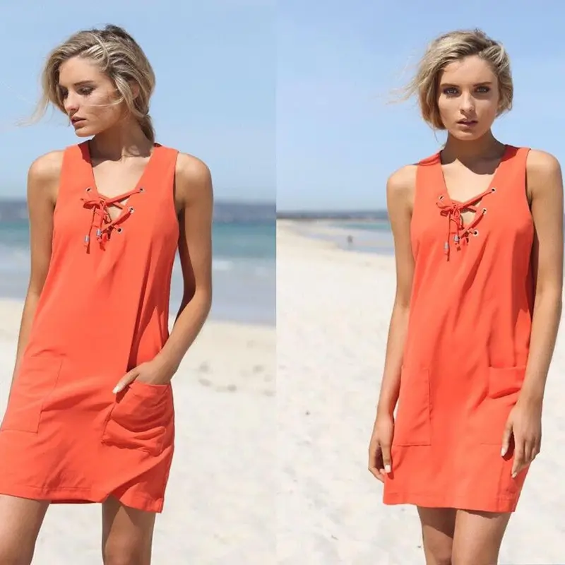 Dress Beach Sleevelss Casual Short Mini Dress Clothing For Women Office Dress Feida 2