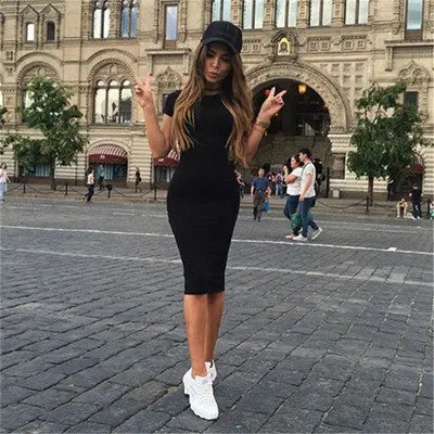 Dress Clubwear Night Wear Bodycon Beach Casual Vestidos Women Sexy Solid Short Sleeve Slim Dresses 1