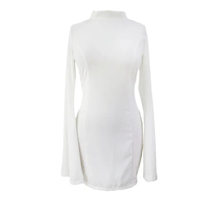 Dress For Long Sleeve Short Party Dress White Flare Sleeve Elegant Mini Dress Vestidos De Fiesta 3