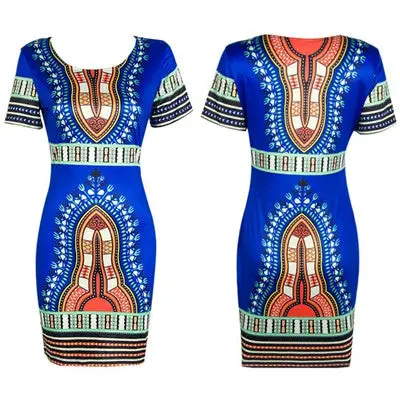 Dress For Women Traditional African Print Bodycon Dresses Sexy Short Sleeve Dress Vestido De Festa 1