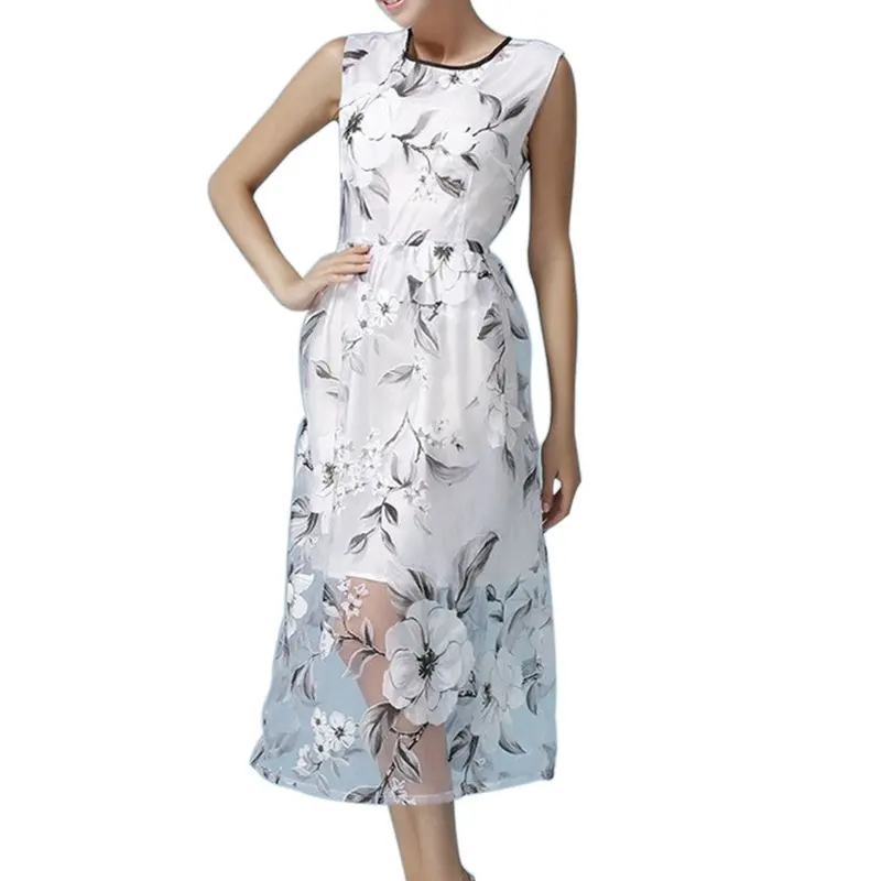 Dress In Organza Clothing Dress Fairy Printing New Temperament Sleeveless Dresses 1