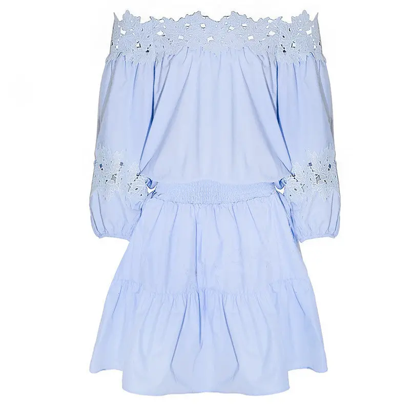 Dress Kawaii Off Shoulder Tunic Women Dresses Big Sizes Long Sleeve Lace Vestidos Sexy Sundress Robe Femme 1