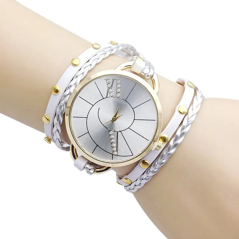Dress Ladies Watches Bracelet Watch Women Relogio Feminino Casual Knit Long Leather Watch Clock Montre 8