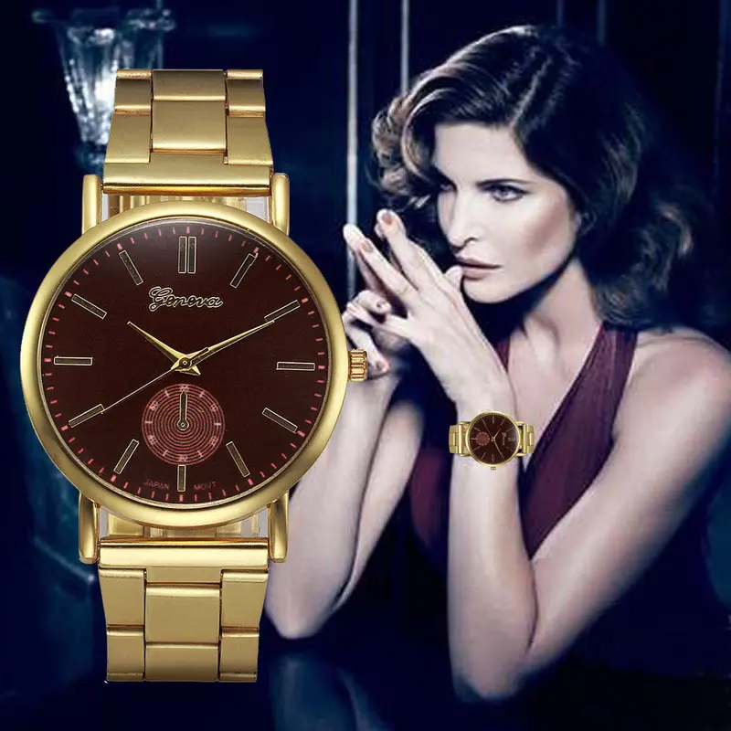 Dress Montre Women Crystal Stainless Steel Analog Quartz Wrist Watch Ladies Gold Watches Feida 1