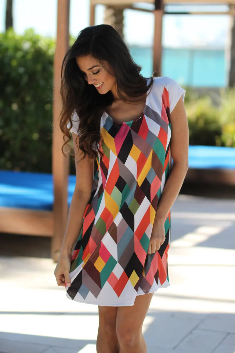 Dress Robe Women Office Dress Round Neck Short Sleeve Printing Bodycon Party Mini Dress Plus Size Sale Feida 4