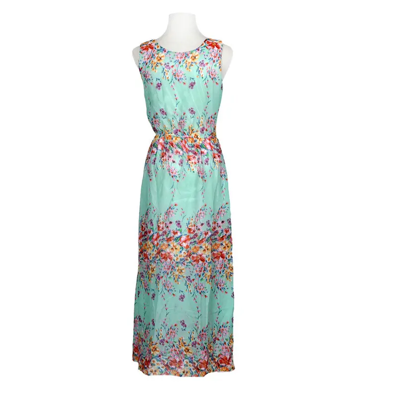 Dress Sexy Print O-Neck Sleeveless Women Boho Long Maxi Dress Evening Party Beach Dresses Chiffon Dress Vestidos 1