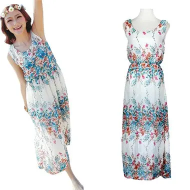 Dress Sexy Women Boho Long Maxi Dress Evening Party Beach Dresses Sleeveless Printing Vestidos 2