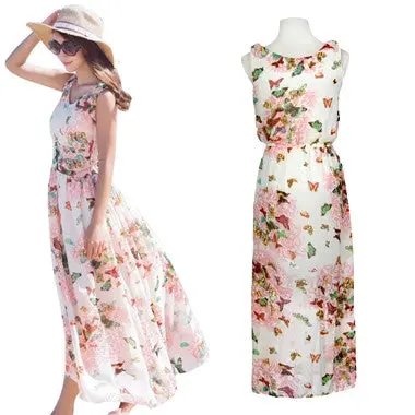 Dress Sexy Women Boho Long Maxi Dress Evening Party Beach Dresses Sleeveless Printing Vestidos 3